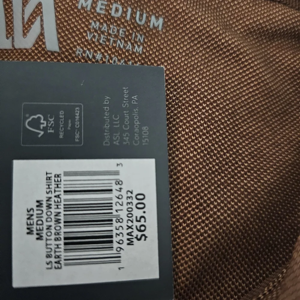 VRST Men's Long Sleeve Button Down Shirt Men's Brown Long Sleeve Shirt - Picture 8 of 11